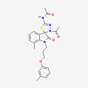 N-{3'-acetyl-7-methyl-1-[3-(3-methylphenoxy)propyl]-2-oxo-1,2-dihydro-3'H-spiro[indole-3,2'-[1,3,4]thiadiazol]-5'-yl}acetamide