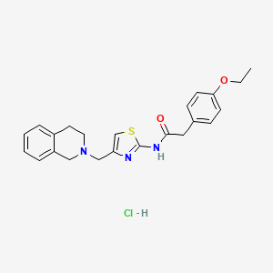 molecular formula C23H26ClN3O2S B2367564 N-(4-((3,4-dihydroisoquinolin-2(1H)-yl)methyl)thiazol-2-yl)-2-(4-ethoxyphenyl)acetamide hydrochloride CAS No. 1216795-59-3