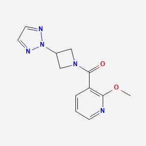 molecular formula C12H13N5O2 B2367618 (3-(2H-1,2,3-triazol-2-yl)azetidin-1-yl)(2-methoxypyridin-3-yl)methanone CAS No. 2195936-97-9