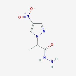 molecular formula C6H9N5O3 B2367627 2-(4-nitro-1H-pyrazol-1-yl)propanehydrazide CAS No. 959059-55-3