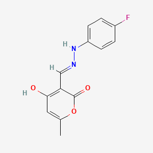 4-hydroxy-6-methyl-2-oxo-2H-pyran-3-carbaldehyde N-(4-fluorophenyl)hydrazone