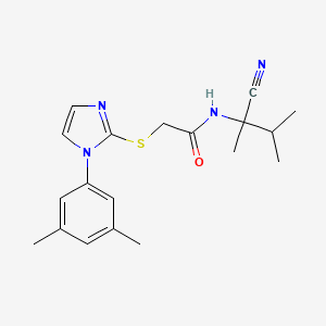 molecular formula C19H24N4OS B2367676 N-(2-Cyano-3-methylbutan-2-yl)-2-[1-(3,5-dimethylphenyl)imidazol-2-yl]sulfanylacetamide CAS No. 1099233-41-6