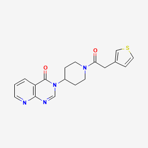 molecular formula C18H18N4O2S B2367686 3-(1-(2-(thiophen-3-yl)acetyl)piperidin-4-yl)pyrido[2,3-d]pyrimidin-4(3H)-one CAS No. 2034224-71-8