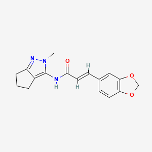 molecular formula C17H17N3O3 B2367687 (E)-3-(benzo[d][1,3]dioxol-5-yl)-N-(2-methyl-2,4,5,6-tetrahydrocyclopenta[c]pyrazol-3-yl)acrylamide CAS No. 1203445-66-2