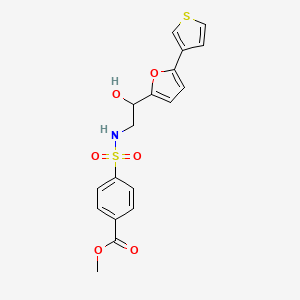 molecular formula C18H17NO6S2 B2367691 methyl 4-(N-(2-hydroxy-2-(5-(thiophen-3-yl)furan-2-yl)ethyl)sulfamoyl)benzoate CAS No. 2034434-82-5