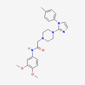 B2367698 N-(3,4-dimethoxyphenyl)-2-(4-(1-(p-tolyl)-1H-imidazol-2-yl)piperazin-1-yl)acetamide CAS No. 1021071-40-8