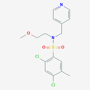 molecular formula C16H18Cl2N2O3S B2367702 2,4-dichloro-N-(2-methoxyethyl)-5-methyl-N-(pyridin-4-ylmethyl)benzenesulfonamide CAS No. 1286717-55-2