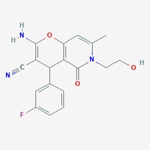 2-amino-4-(3-fluorophenyl)-6-(2-hydroxyethyl)-7-methyl-5-oxo-5,6-dihydro-4H-pyrano[3,2-c]pyridine-3-carbonitrile