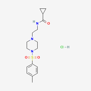molecular formula C17H26ClN3O3S B2367705 N-(2-(4-tosylpiperazin-1-yl)ethyl)cyclopropanecarboxamide hydrochloride CAS No. 1185070-02-3