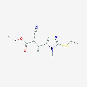 molecular formula C12H15N3O2S B2367707 2-氰基-3-[2-(乙硫基)-1-甲基-1H-咪唑-5-基]丙烯酸乙酯 CAS No. 320423-20-9