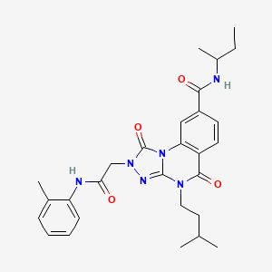 molecular formula C28H34N6O4 B2367757 N-(sec-butyl)-4-(3-methylbutyl)-2-{2-[(2-methylphenyl)amino]-2-oxoethyl}-1,5-dioxo-1,2,4,5-tetrahydro[1,2,4]triazolo[4,3-a]quinazoline-8-carboxamide CAS No. 1223953-32-9