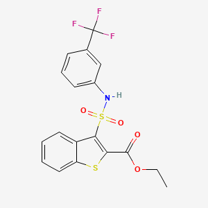 molecular formula C18H14F3NO4S2 B2367758 Ethyl 3-{[3-(trifluoromethyl)phenyl]sulfamoyl}-1-benzothiophene-2-carboxylate CAS No. 932465-32-2