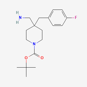 molecular formula C18H27FN2O2 B2367770 tert-Butyl 4-(aminomethyl)-4-(4-fluorobenzyl)piperidine-1-carboxylate CAS No. 894769-76-7