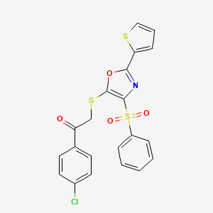 1-(4-Chlorophenyl)-2-((4-(phenylsulfonyl)-2-(thiophen-2-yl)oxazol-5-yl)thio)ethanone
