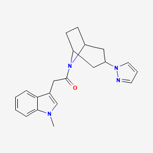1-((1R,5S)-3-(1H-pyrazol-1-yl)-8-azabicyclo[3.2.1]octan-8-yl)-2-(1-methyl-1H-indol-3-yl)ethan-1-one
