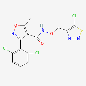 molecular formula C14H9Cl3N4O3S B2367825 N-[(5-chlorothiadiazol-4-yl)methoxy]-3-(2,6-dichlorophenyl)-5-methyl-1,2-oxazole-4-carboxamide CAS No. 338794-73-3