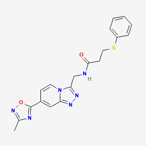 molecular formula C19H18N6O2S B2367837 N-((7-(3-methyl-1,2,4-oxadiazol-5-yl)-[1,2,4]triazolo[4,3-a]pyridin-3-yl)methyl)-3-(phenylthio)propanamide CAS No. 2034447-29-3