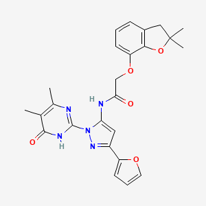 2-((2,2-dimethyl-2,3-dihydrobenzofuran-7-yl)oxy)-N-(1-(4,5-dimethyl-6-oxo-1,6-dihydropyrimidin-2-yl)-3-(furan-2-yl)-1H-pyrazol-5-yl)acetamide