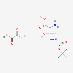 molecular formula C13H22N2O9 B2367871 Tert-butyl 3-(1-amino-2-methoxy-2-oxoethyl)-3-hydroxyazetidine-1-carboxylate;oxalic acid CAS No. 2411193-46-7