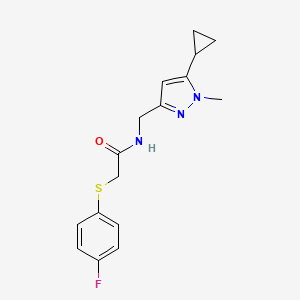 N-((5-cyclopropyl-1-methyl-1H-pyrazol-3-yl)methyl)-2-((4-fluorophenyl)thio)acetamide