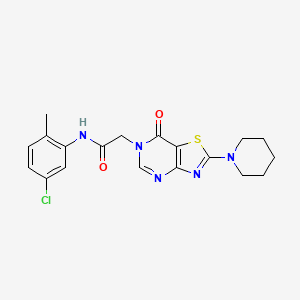 molecular formula C19H20ClN5O2S B2367884 N-(5-chloro-2-methylphenyl)-2-[7-oxo-2-(piperidin-1-yl)-6H,7H-[1,3]thiazolo[4,5-d]pyrimidin-6-yl]acetamide CAS No. 1224011-25-9