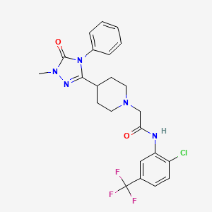 molecular formula C23H23ClF3N5O2 B2367935 N-(2-chloro-5-(trifluoromethyl)phenyl)-2-(4-(1-methyl-5-oxo-4-phenyl-4,5-dihydro-1H-1,2,4-triazol-3-yl)piperidin-1-yl)acetamide CAS No. 1396856-47-5