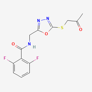 molecular formula C13H11F2N3O3S B2367944 2,6-二氟-N-[[5-(2-氧代丙基硫烷基)-1,3,4-恶二唑-2-基]甲基]苯甲酰胺 CAS No. 941985-57-5