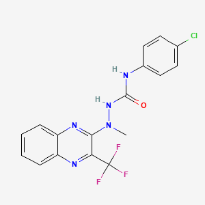 molecular formula C17H13ClF3N5O B2367955 N-(4-chlorophenyl)-2-methyl-2-[3-(trifluoromethyl)-2-quinoxalinyl]-1-hydrazinecarboxamide CAS No. 338773-11-8