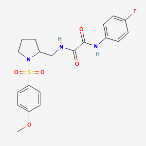 molecular formula C20H22FN3O5S B2367983 N1-(4-fluorophenyl)-N2-((1-((4-methoxyphenyl)sulfonyl)pyrrolidin-2-yl)methyl)oxalamide CAS No. 896289-37-5