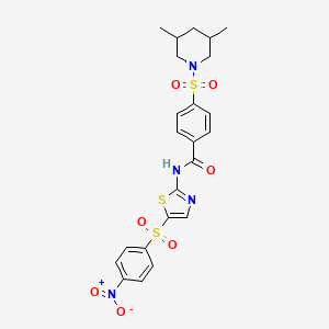 4-((3,5-dimethylpiperidin-1-yl)sulfonyl)-N-(5-((4-nitrophenyl)sulfonyl)thiazol-2-yl)benzamide
