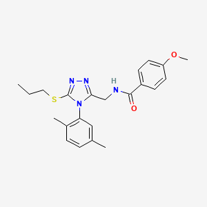 N-((4-(2,5-dimethylphenyl)-5-(propylthio)-4H-1,2,4-triazol-3-yl)methyl)-4-methoxybenzamide