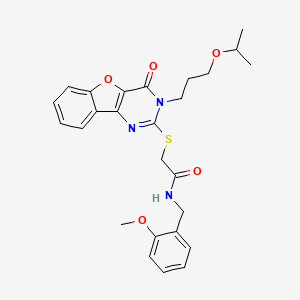 N-(2-methoxybenzyl)-2-({4-oxo-3-[3-(propan-2-yloxy)propyl]-3,4-dihydro[1]benzofuro[3,2-d]pyrimidin-2-yl}sulfanyl)acetamide