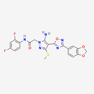 2-(5-amino-4-(3-(benzo[d][1,3]dioxol-5-yl)-1,2,4-oxadiazol-5-yl)-3-(methylthio)-1H-pyrazol-1-yl)-N-(2,4-difluorophenyl)acetamide