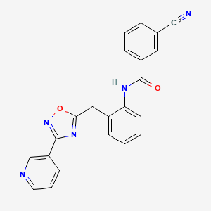 3-cyano-N-(2-((3-(pyridin-3-yl)-1,2,4-oxadiazol-5-yl)methyl)phenyl)benzamide