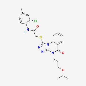 molecular formula C24H26ClN5O3S B2368029 N-(2-chloro-4-methylphenyl)-2-((4-(3-isopropoxypropyl)-5-oxo-4,5-dihydro-[1,2,4]triazolo[4,3-a]quinazolin-1-yl)thio)acetamide CAS No. 1111020-26-8