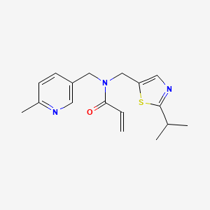 molecular formula C17H21N3OS B2368049 N-[(6-Methylpyridin-3-yl)methyl]-N-[(2-propan-2-yl-1,3-thiazol-5-yl)methyl]prop-2-enamide CAS No. 2411244-08-9