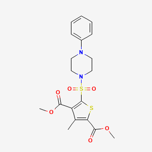 molecular formula C19H22N2O6S2 B2368053 Dimethyl 3-methyl-5-[(4-phenylpiperazin-1-yl)sulfonyl]thiophene-2,4-dicarboxylate CAS No. 612044-97-0