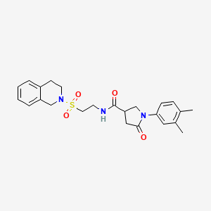 molecular formula C24H29N3O4S B2368071 N-(2-((3,4-dihydroisoquinolin-2(1H)-yl)sulfonyl)ethyl)-1-(3,4-dimethylphenyl)-5-oxopyrrolidine-3-carboxamide CAS No. 922115-64-8