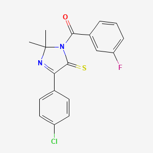 molecular formula C18H14ClFN2OS B2368073 5-(4-chlorophenyl)-3-(3-fluorobenzoyl)-2,2-dimethyl-2,3-dihydro-4H-imidazole-4-thione CAS No. 1223761-58-7