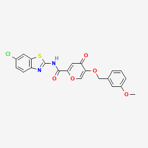 molecular formula C21H15ClN2O5S B2368086 N-(6-chlorobenzo[d]thiazol-2-yl)-5-((3-methoxybenzyl)oxy)-4-oxo-4H-pyran-2-carboxamide CAS No. 1021210-03-6