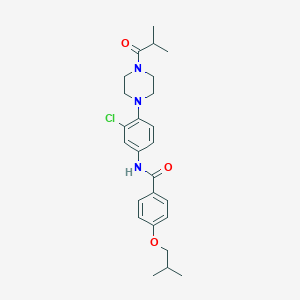 molecular formula C25H32ClN3O3 B236809 N-[3-chloro-4-[4-(2-methylpropanoyl)piperazin-1-yl]phenyl]-4-(2-methylpropoxy)benzamide 