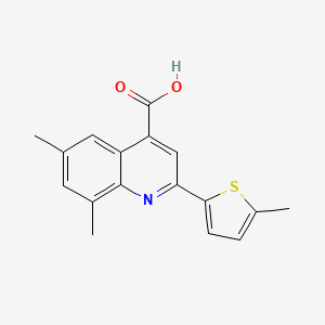 molecular formula C17H15NO2S B2368104 6,8-Dimethyl-2-(5-methylthiophen-2-yl)quinoline-4-carboxylic acid CAS No. 438231-24-4