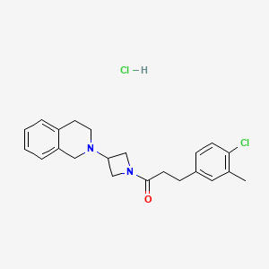 molecular formula C22H26Cl2N2O B2368122 3-(4-chloro-3-methylphenyl)-1-(3-(3,4-dihydroisoquinolin-2(1H)-yl)azetidin-1-yl)propan-1-one hydrochloride CAS No. 2034526-10-6