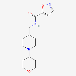 molecular formula C15H23N3O3 B2368141 N-((1-(tetrahydro-2H-pyran-4-yl)piperidin-4-yl)methyl)isoxazole-5-carboxamide CAS No. 2034570-54-0