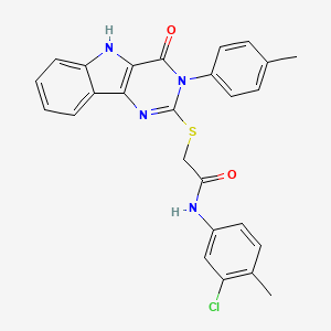 molecular formula C26H21ClN4O2S B2368191 N-(3-chloro-4-methylphenyl)-2-((4-oxo-3-(p-tolyl)-4,5-dihydro-3H-pyrimido[5,4-b]indol-2-yl)thio)acetamide CAS No. 536705-22-3