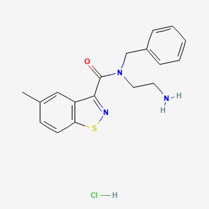 molecular formula C18H20ClN3OS B2368202 N-(2-Aminoethyl)-N-benzyl-5-methyl-1,2-benzothiazole-3-carboxamide;hydrochloride CAS No. 2418642-82-5
