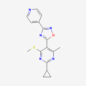 molecular formula C16H15N5OS B2368214 5-(2-Cyclopropyl-4-methyl-6-methylsulfanylpyrimidin-5-yl)-3-pyridin-4-yl-1,2,4-oxadiazole CAS No. 1825534-71-1