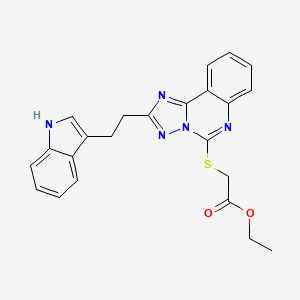 molecular formula C23H21N5O2S B2368235 ethyl 2-[[2-[2-(1H-indol-3-yl)ethyl]-[1,2,4]triazolo[1,5-c]quinazolin-5-yl]sulfanyl]acetate CAS No. 443674-66-6