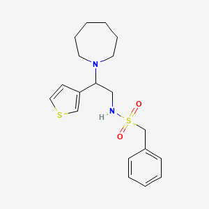 molecular formula C19H26N2O2S2 B2368284 N-(2-(azepan-1-yl)-2-(thiophen-3-yl)ethyl)-1-phenylmethanesulfonamide CAS No. 954599-75-8