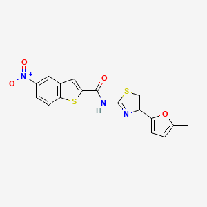molecular formula C17H11N3O4S2 B2368296 N-[4-(5-methylfuran-2-yl)-1,3-thiazol-2-yl]-5-nitro-1-benzothiophene-2-carboxamide CAS No. 476642-42-9